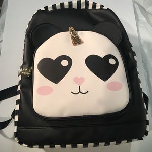 Betsy Johnson Unicorn Panda Leather Bookbag Stripe